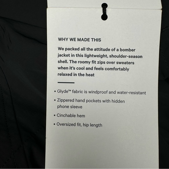 Lululemon Lightweight Bomber Jacket Cinch Hem Black Size XL NWT - Picture 14 of 14